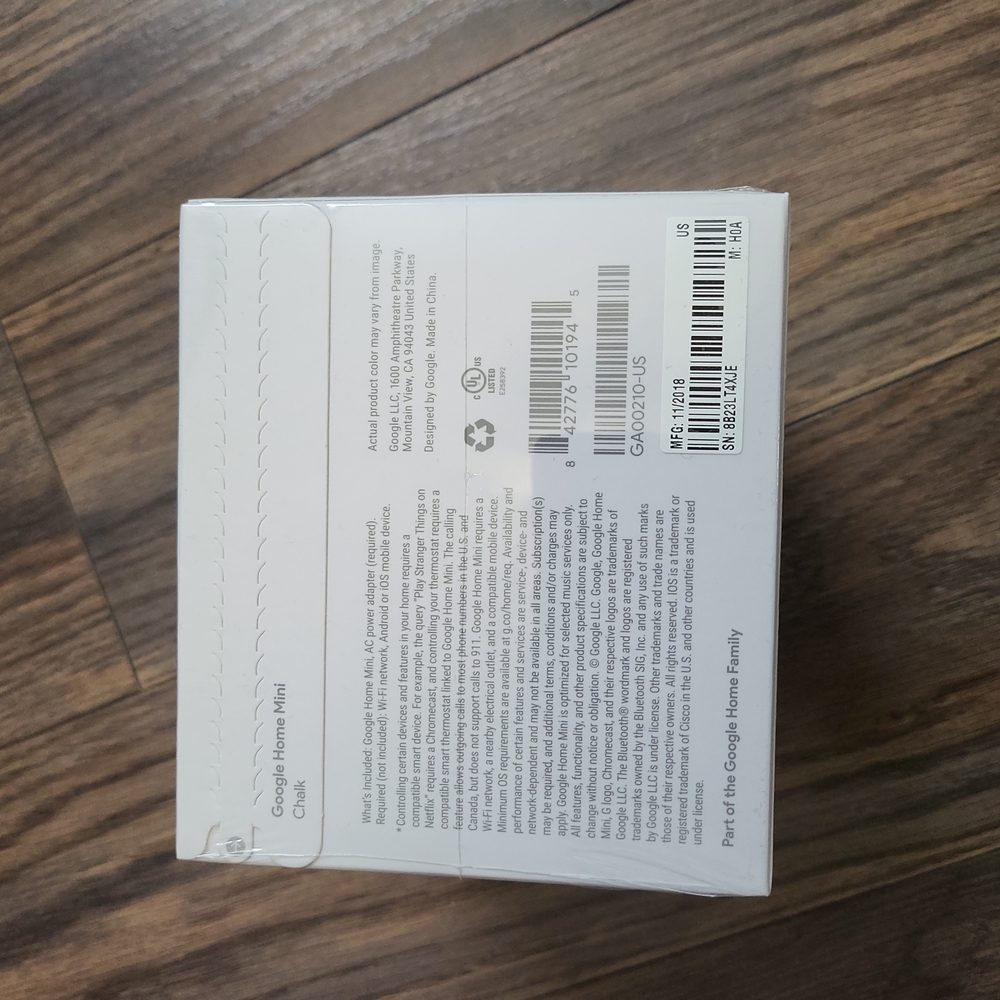Google Home Mini (Chalk) Unopened - Picture 3 of 5